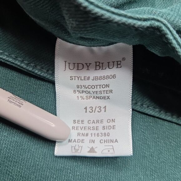 Judy Blue JB88806 Wide Leg Jeans Women's 13/31 Green Garment Dyed Cropped EUC - Picture 8 of 8